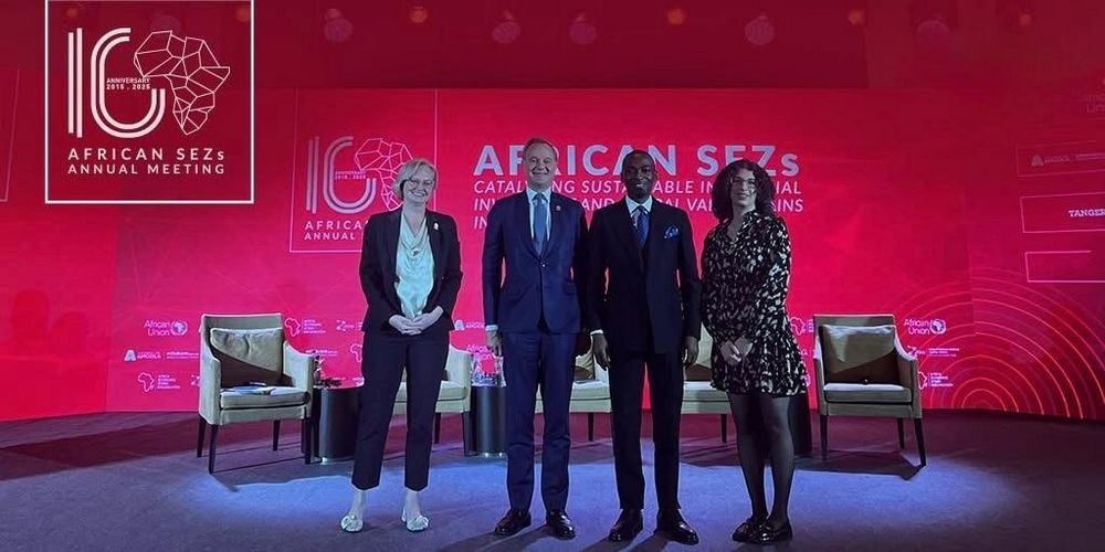 Panelists take the stage at the African SEZs Annual Meeting's 10th anniversary session